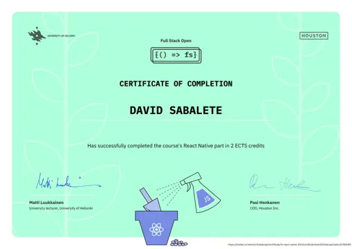 University of Helsinki - React Native